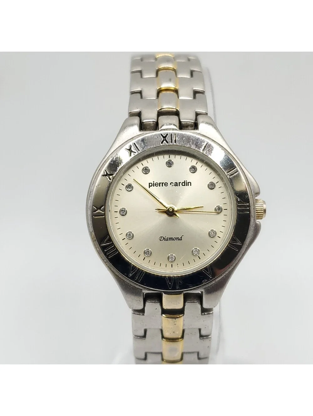 Pierre Cardin Diamond Watch Women 28mm Two-Tone New Battery